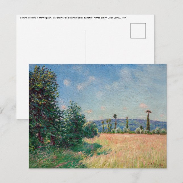 Cartão Postal Alfred Sisley - Sahurs Meadows na manhã do sol (Frente/Verso)