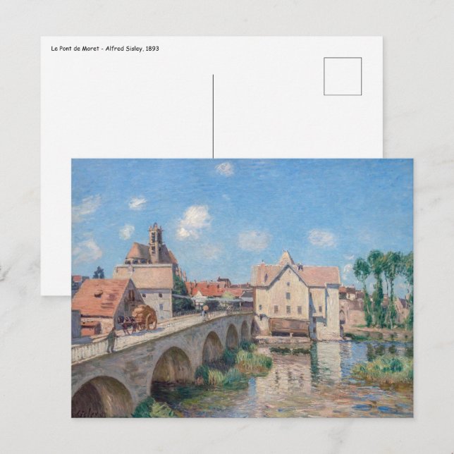 Cartão Postal Alfred Sisley trabalho de arte - Le Pont de Moret (Frente/Verso)