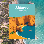 Cartão Postal Algarve, Portugal Arte Retro Europeu<br><div class="desc">Descubra a beleza cativante do Algarve, Portugal, com este cartão postal retrô, apresentando suas falésias dramáticas, águas azuis cintilantes e praias arenosas icônicas. Como um dos escapes costeiros mais populares da Europa, o Algarve é famoso por suas enseadas escondidas, aldeias piscatórias vibrantes e paisagens banhadas pelo sol. Este cartão postal...</div>