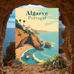Cartão Postal Algarve Portugal Retro Praia Viagem