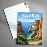 Cartão Postal Algarve Portugal Viagem Arte Vintage<br><div class="desc">Arte de design vetorial do Algarve. O Algarve,  a região mais meridional de Portugal,  é conhecida pelas suas praias atlânticas e resorts de golfe.</div>