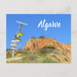 Cartão Postal Algarve Rocks e Signpost Portugal