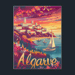 Cartão Postal Algarve Sunset<br><div class="desc">Experimente o fascínio mágico de Algarve quando o sol mergulha abaixo do horizonte com nossa ilustração de viagem ad. Essa peça encantadora captura a beleza litorânea, onde areias ouros encontram o abraço suave do Atlântico sob a matiz quente de um pôr do sol pitoresco. Imagine-se na margem, sentindo a brisa...</div>