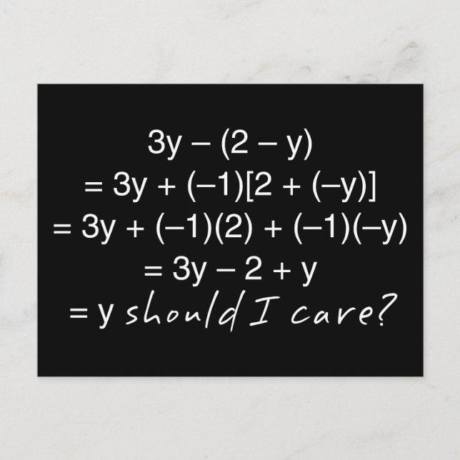Cartão Postal Álgebra Por Que Eu Deveria Me Preocupar Com Humor? (Frente)