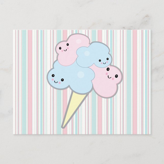 Cartão Postal algodão doce fofo kawaii (Frente)