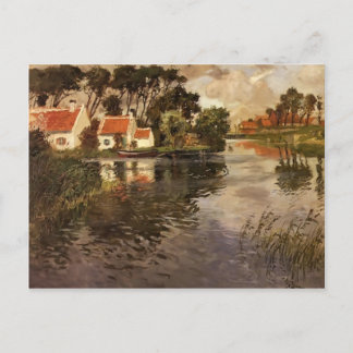 Cartão Postal Algodão por um rio por Frits Thaulow
