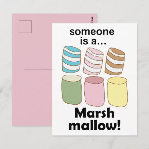 Cartão Postal Alguém é um Marshmallow Citação Divertida de Comid