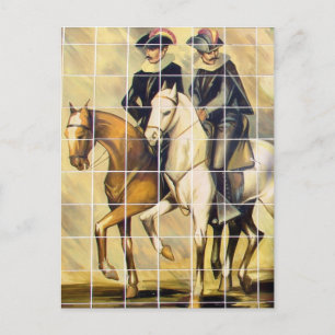 Cartão Postal Algumas Telhas do Kansas City Plaza Com Cavalos