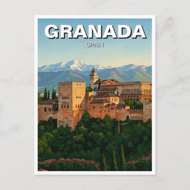 Cartão Postal Alhambra Granada Espanha (Frente)