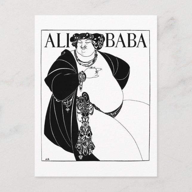 Cartão Postal Ali Baba, Aubrey Beardsley (Frente)