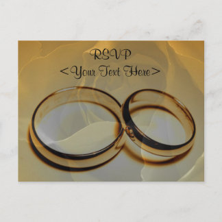 Cartão Postal Alianças de Casamento Douradas & Rosa
