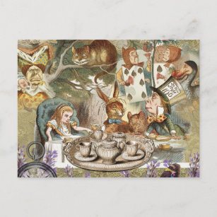 Cartão Postal Alice Adventures em Wonderland Mad Tea Party