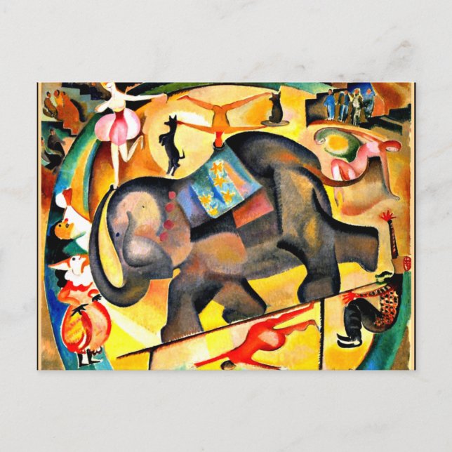 Cartão Postal Alice Bailly - O Elefante, pintura de arte fina (Frente)