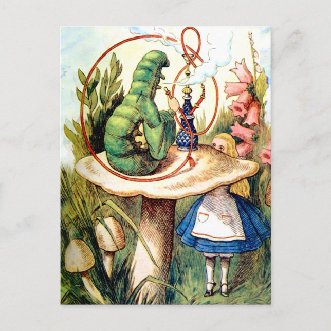 Cartão Postal Alice Busca Conselhos De Uma Lagarta (Frente)