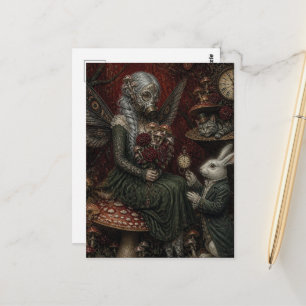 Cartão Postal Alice com Cabelo Grisalho em Máscara de Gás com Co