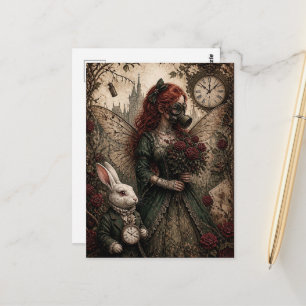 Cartão Postal Alice de Cabelo Vermelho em Máscara de Gás com Coe