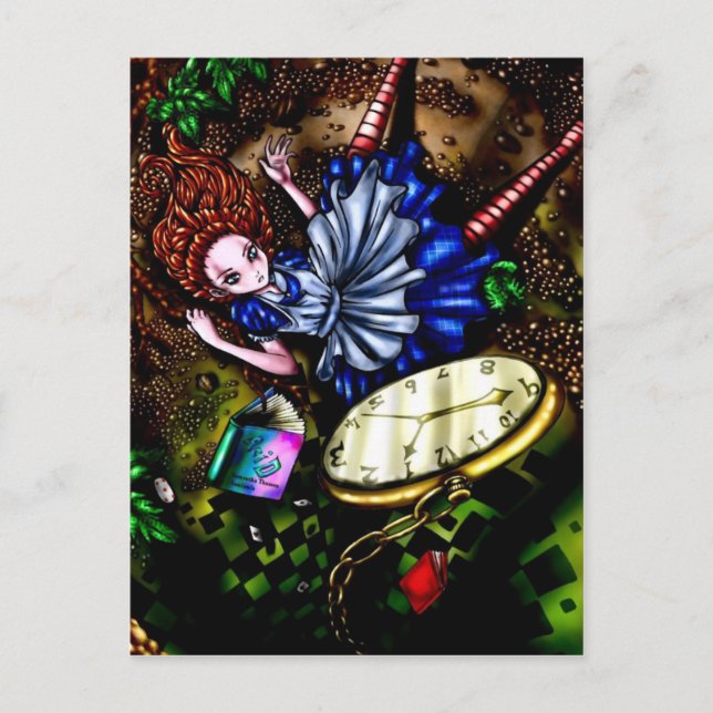 Cartão Postal Alice Down Rabbit Hole (Frente)