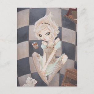 Cartão Postal Alice Down Rabbit Hole maravilha do cartaz