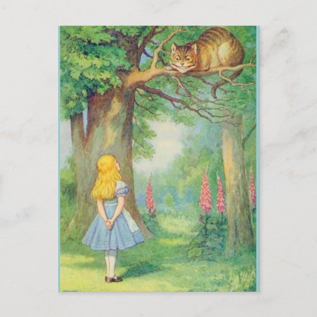 Cartão Postal Alice e a cor do gato Cheshire (Frente)