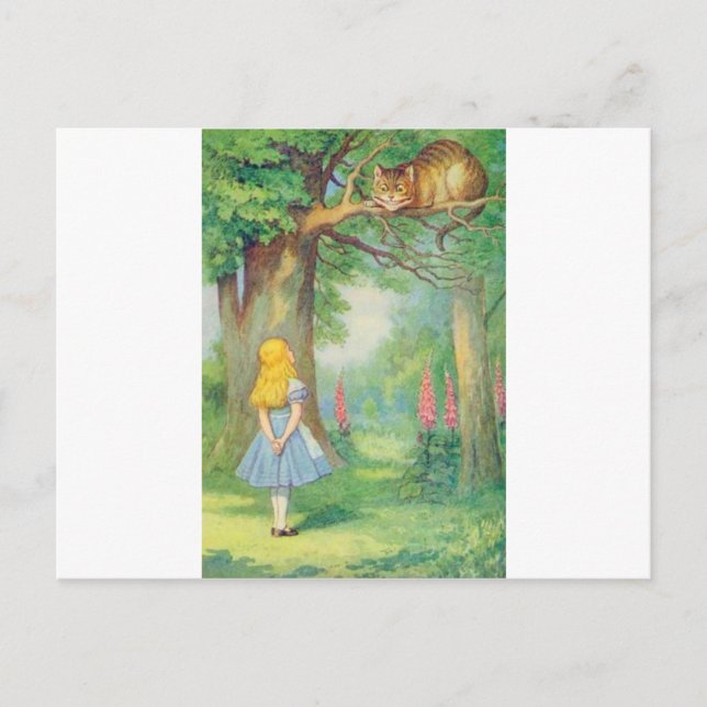 Cartão Postal Alice e a cor do gato Cheshire (Frente)