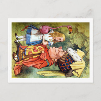 Cartão Postal Alice e a duquesa Jogo Flamingo Croquet