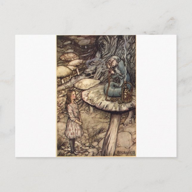 Cartão Postal Alice e a lagarta (Frente)