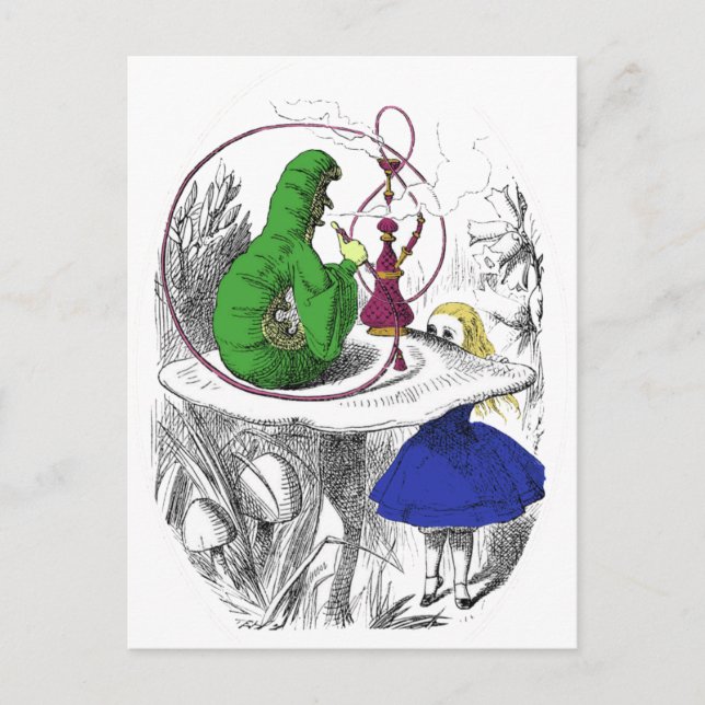 Cartão Postal Alice e a lagarta (Frente)