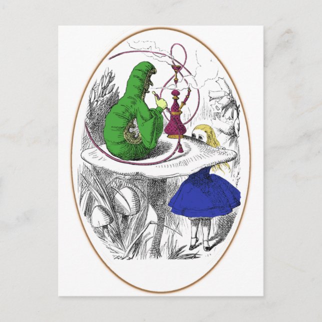 Cartão Postal Alice e a lagarta (Frente)