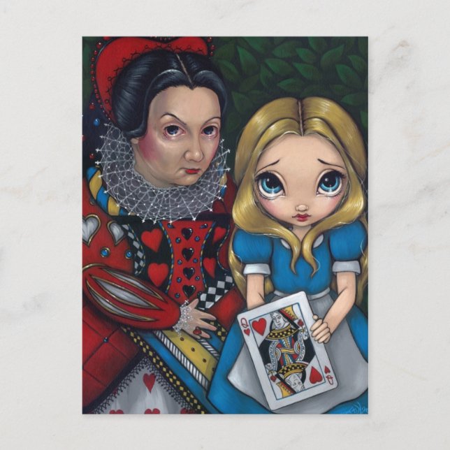 Cartão postal "Alice e a Rainha de Copas" (Frente)