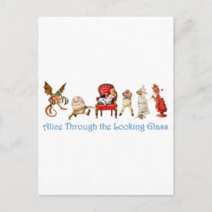 Cartão Postal Alice e Amigos Através do Espelho Mágico