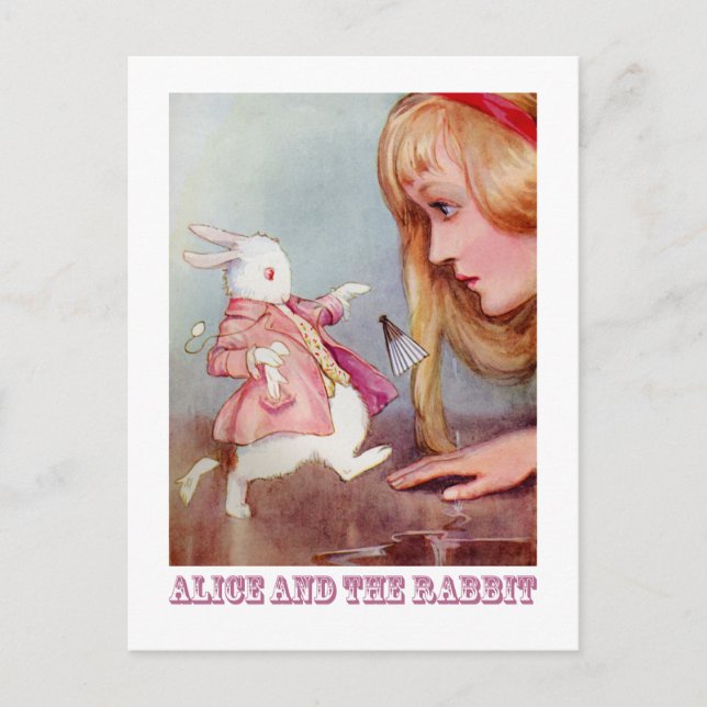 CARTÃO POSTAL ALICE E COELHO BRANCO (Frente)