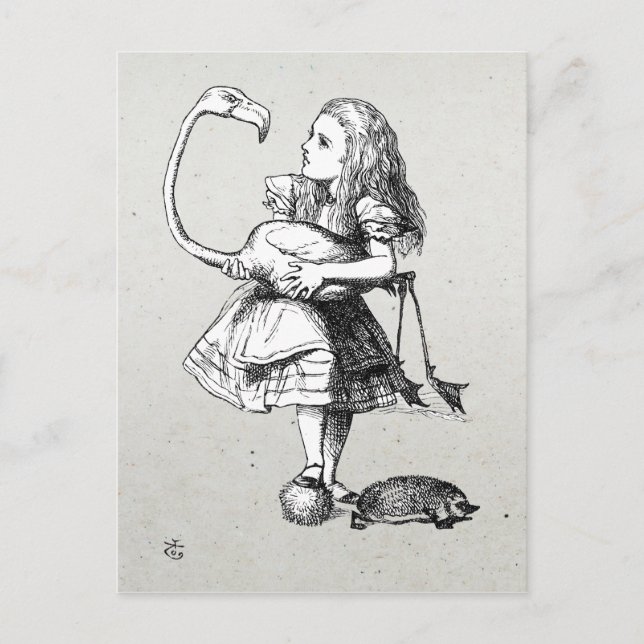 Cartão Postal Alice e Flamingo (Frente)