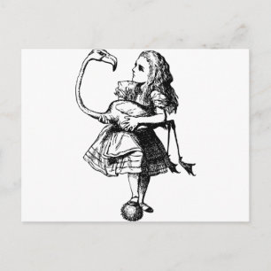 Cartão Postal Alice e Flamingo - preto