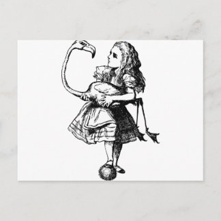 Cartão Postal Alice e Flamingo - preto