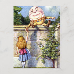 Cartão Postal Alice e Humpty Dumpty na Terra das Maravilhas