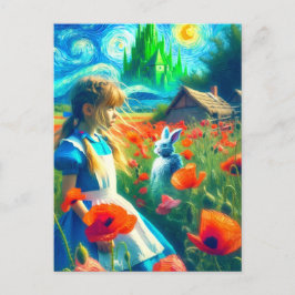 Cartão Postal Alice e o coelho branco entram no estilo Oz Van Go
