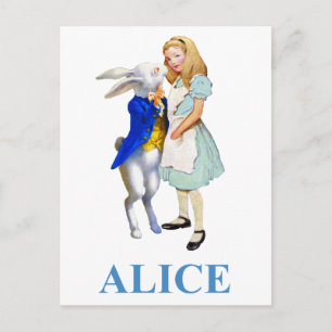 Cartão Postal Alice e o Coelho Branco no País das Maravilhas