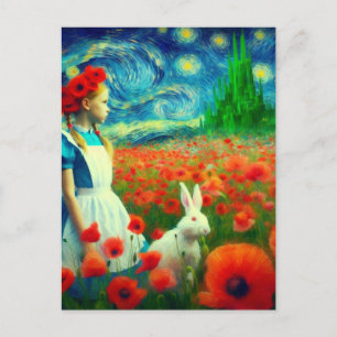Cartão Postal Alice e o Rabbit Enter Oz Fantasy