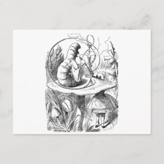 Cartão Postal Alice encontra Caterpillar - Alice no país das