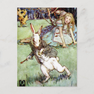 Cartão Postal Alice encontra uma distração de coelho