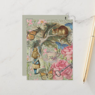 Cartão Postal Alice Gato de Cheshire Jardim da Árvore do País da