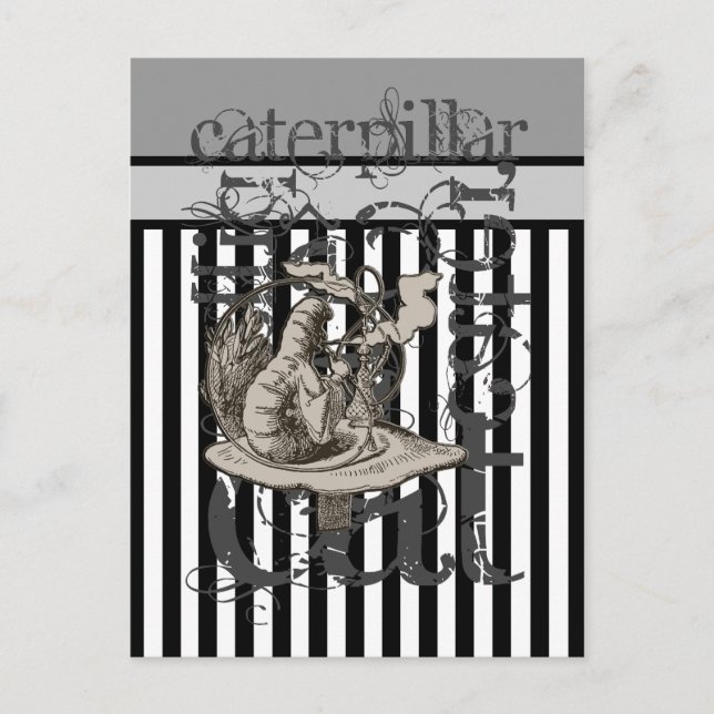 Cartão Postal Alice In Wonderland Caterillar Grunge (Frente)