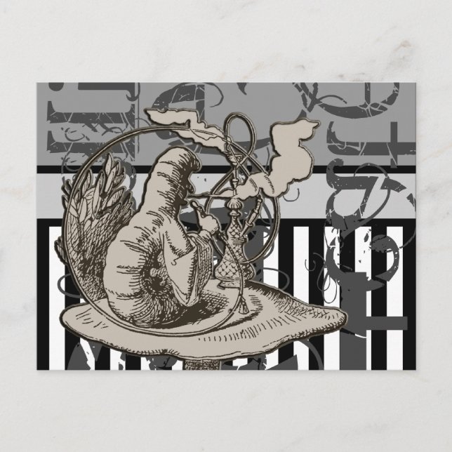 Cartão Postal Alice In Wonderland Caterillar Grunge (Frente)