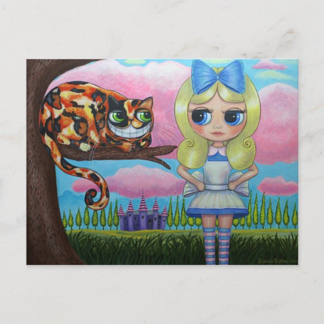 Cartão Postal Alice In Wonderland e o Gato Cheshire (Frente)