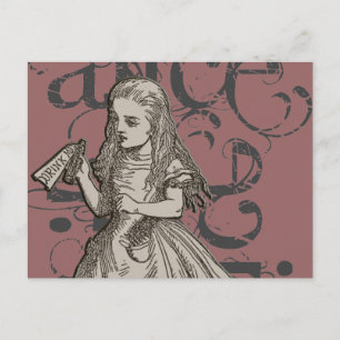 Cartão Postal Alice In Wonderland Grunge (Rosa)