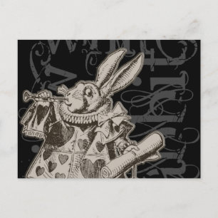 Cartão Postal Alice In Wonderland White Rabbit Grunge (Solteiro)