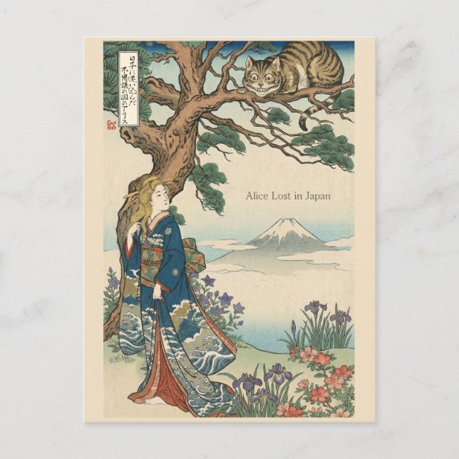Cartão Postal Alice Lost in Japan | Ukiyo-e Mad Journey (Frente)