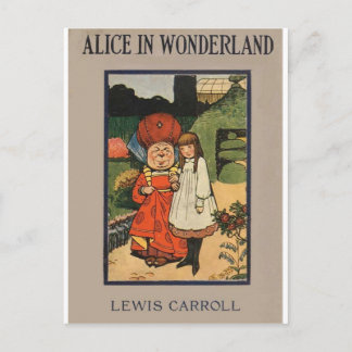Cartão Postal Alice na capa do livro do país das maravilhas