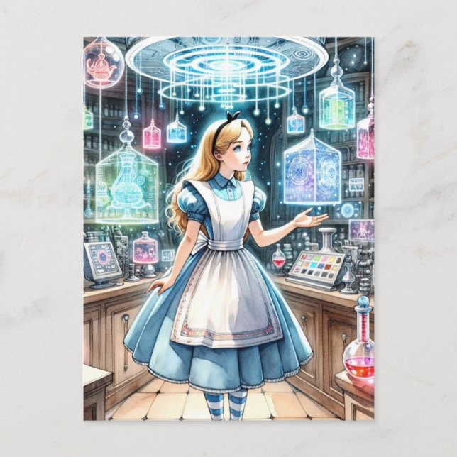 Cartão Postal Alice no Apotário Steampunk (Frente)