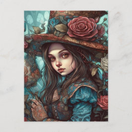 Cartão Postal Alice no chapéu com flores